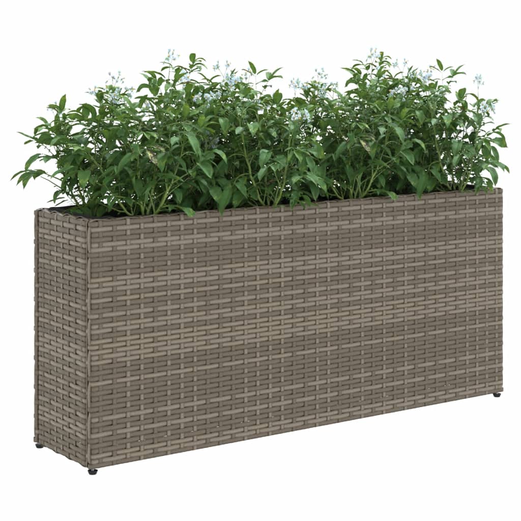 vidaXL Garden Planter with 2 Pots Grey 90x20x40 cm Poly Rattan 4