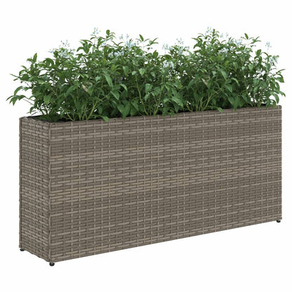 vidaXL Garden Planter with 2 Pots Grey 90x20x40 cm Poly Rattan 4