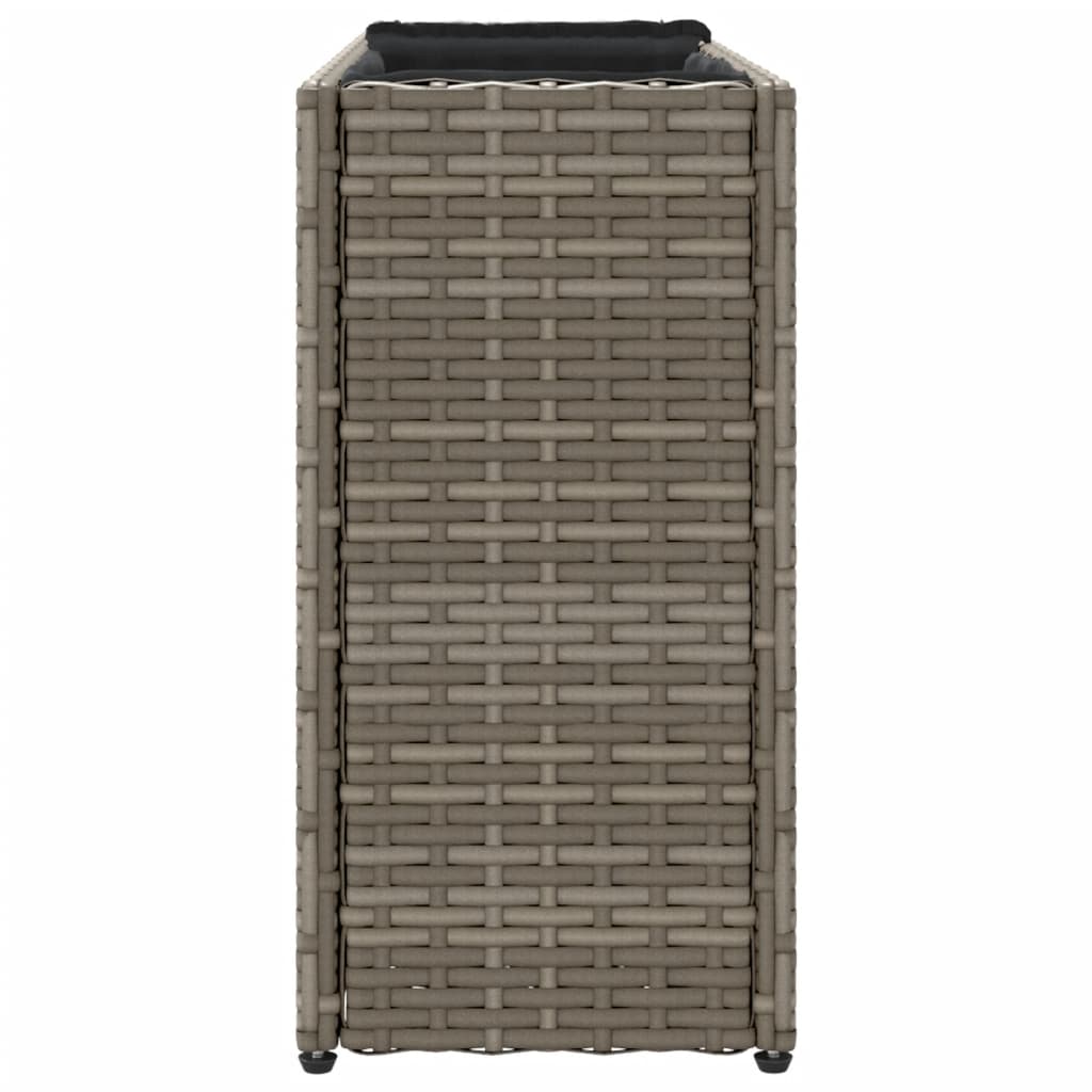 vidaXL Garden Planter with 2 Pots Grey 90x20x40 cm Poly Rattan 6