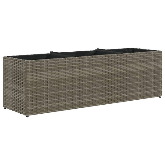 vidaXL Garden Planter with 3 Pots Grey 105x30x32 cm Poly Rattan 2
