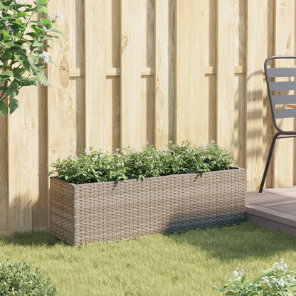 vidaXL Garden Planter with 3 Pots Grey 105x30x32 cm Poly Rattan 3