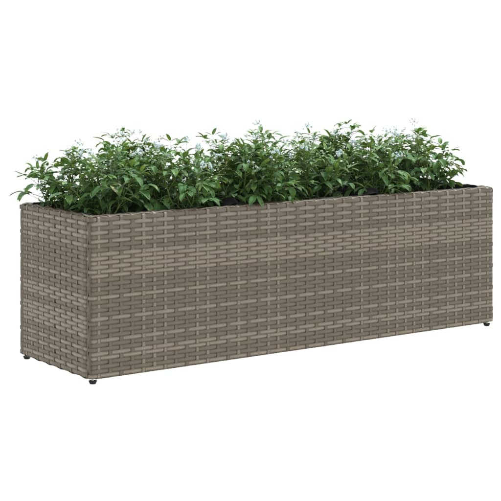vidaXL Garden Planter with 3 Pots Grey 105x30x32 cm Poly Rattan 4