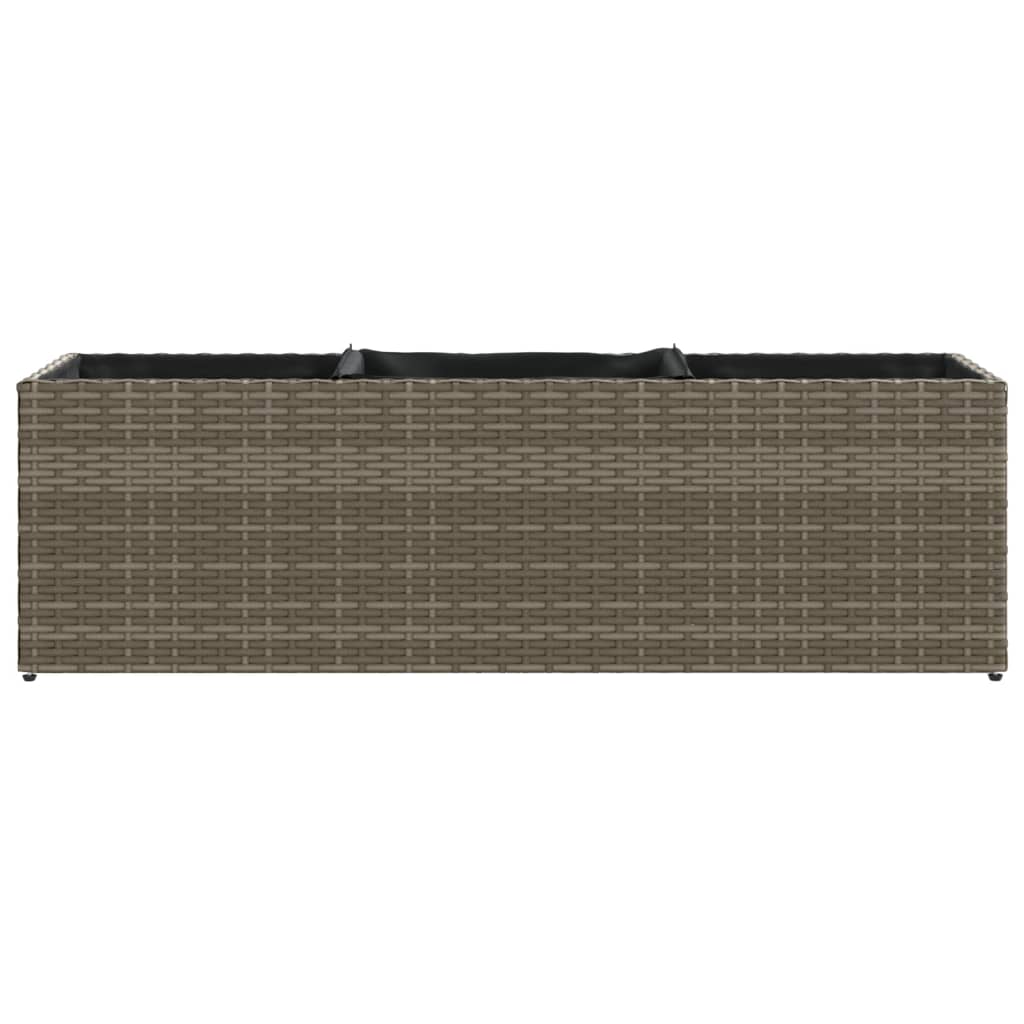 vidaXL Garden Planter with 3 Pots Grey 105x30x32 cm Poly Rattan 5