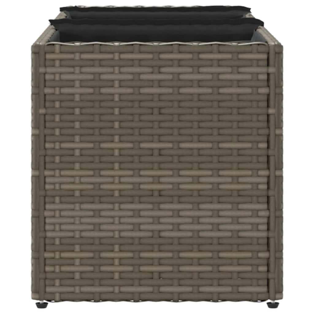 vidaXL Garden Planter with 3 Pots Grey 105x30x32 cm Poly Rattan 6