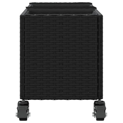 vidaXL Garden Planter with Wheels and 3 Pots Black 107x32x38 cm Poly Rattan 6