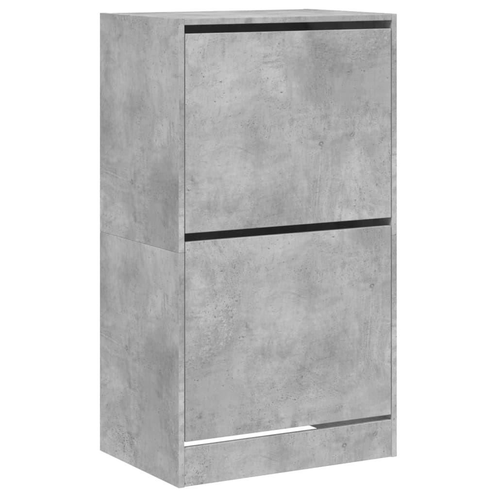 vidaXL Shoe Cabinet with 2 Flip-Drawers Concrete Grey 60x42x108 cm 2