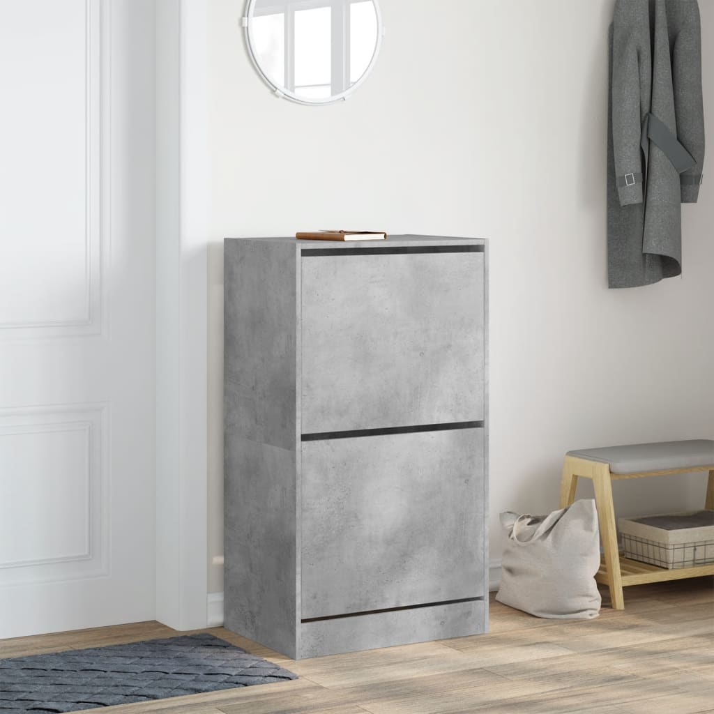 vidaXL Shoe Cabinet with 2 Flip-Drawers Concrete Grey 60x42x108 cm 3