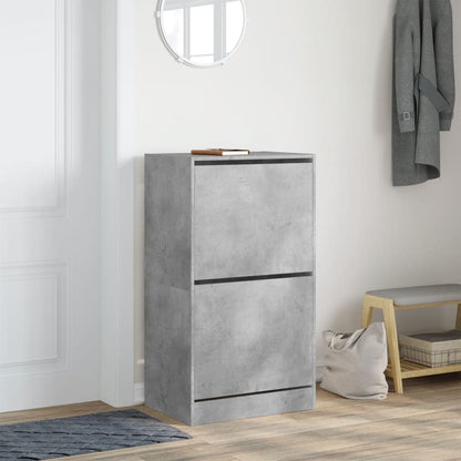 vidaXL Shoe Cabinet with 2 Flip-Drawers Concrete Grey 60x42x108 cm 3