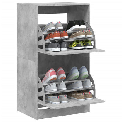vidaXL Shoe Cabinet with 2 Flip-Drawers Concrete Grey 60x42x108 cm 4