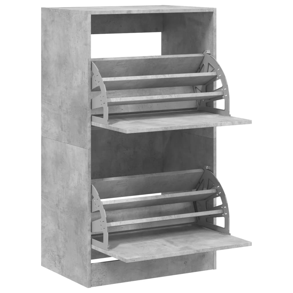 vidaXL Shoe Cabinet with 2 Flip-Drawers Concrete Grey 60x42x108 cm 5