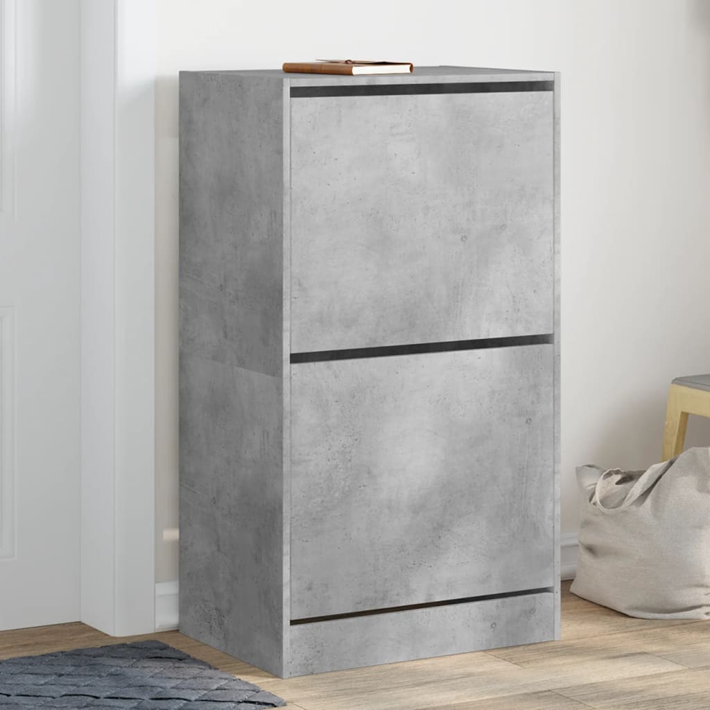 vidaXL Shoe Cabinet with 2 Flip-Drawers Concrete Grey 60x42x108 cm 1