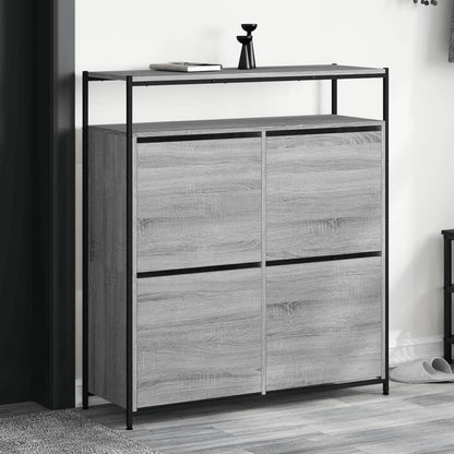 Shoe Cabinet with 4 Flip-Drawers 100x34x112 cm Grey sonoma 100 cm