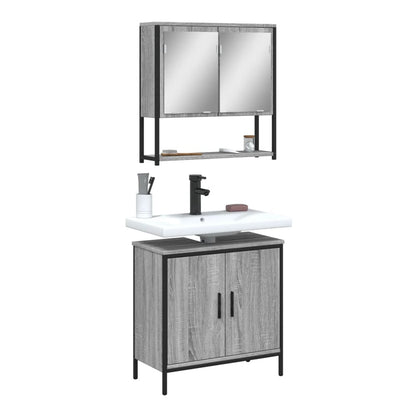 2 Piece Bathroom Furniture Set Engineered Wood Grey sonoma