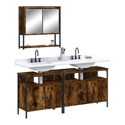 3 Piece Bathroom Furniture Set Engineered Wood Smoked oak