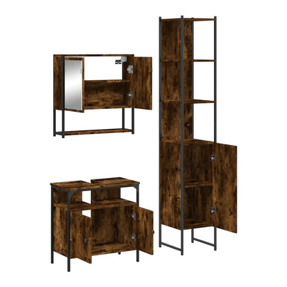 Bathroom Furniture Set 3 pcs Engineered Wood Smoked oak