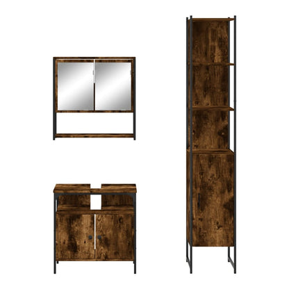 Bathroom Furniture Set 3 pcs Engineered Wood Smoked oak