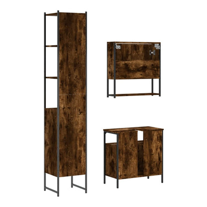 Bathroom Furniture Set 3 pcs Engineered Wood Smoked oak