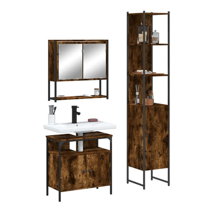 Bathroom Furniture Set 3 pcs Engineered Wood Smoked oak