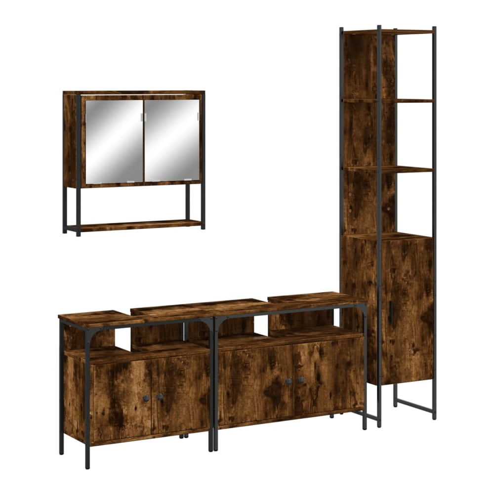 Bathroom Furniture Set 4 pcs Engineered Wood Smoked oak