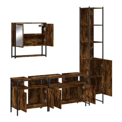 Bathroom Furniture Set 4 pcs Engineered Wood Smoked oak