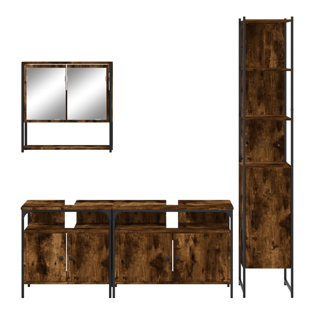 Bathroom Furniture Set 4 pcs Engineered Wood Smoked oak