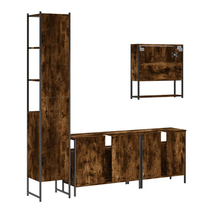 Bathroom Furniture Set 4 pcs Engineered Wood Smoked oak