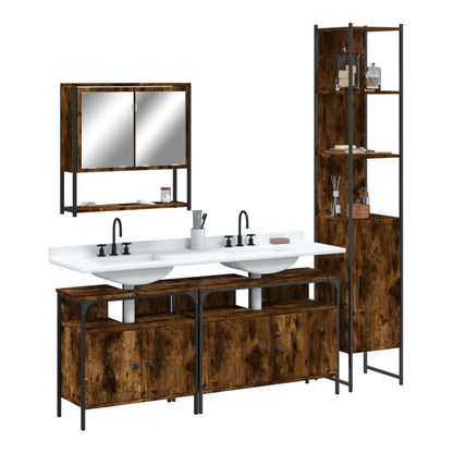 Bathroom Furniture Set 4 pcs Engineered Wood Smoked oak