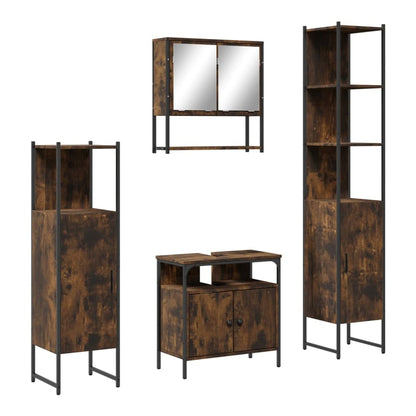 Bathroom Furniture Set 4 pcs Engineered Wood Smoked oak