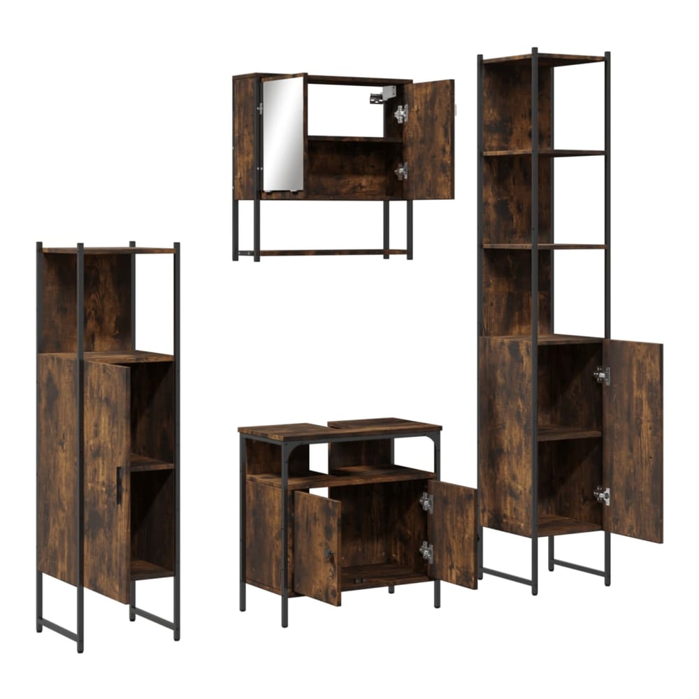 Bathroom Furniture Set 4 pcs Engineered Wood Smoked oak