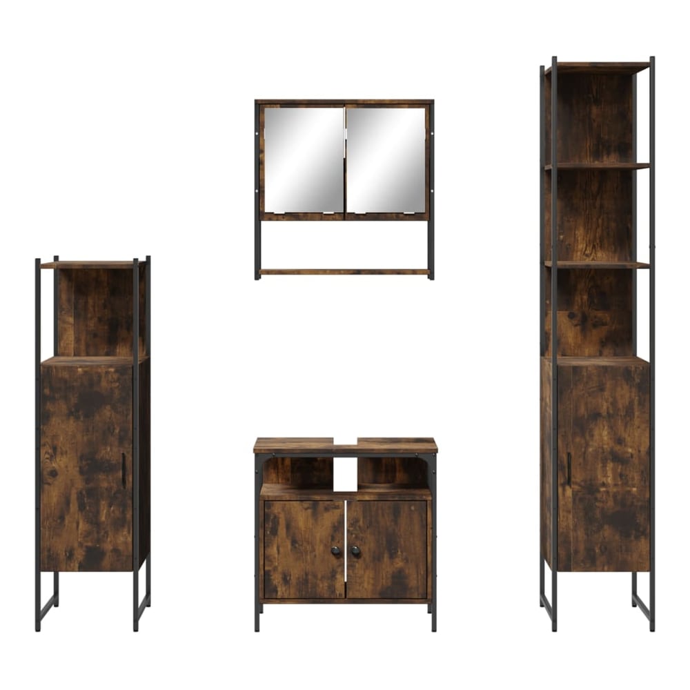 Bathroom Furniture Set 4 pcs Engineered Wood Smoked oak