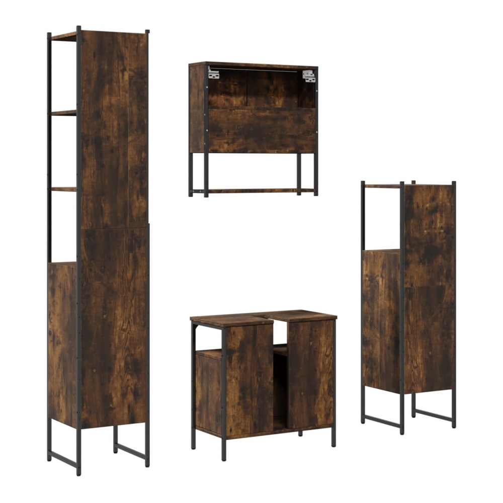 Bathroom Furniture Set 4 pcs Engineered Wood Smoked oak