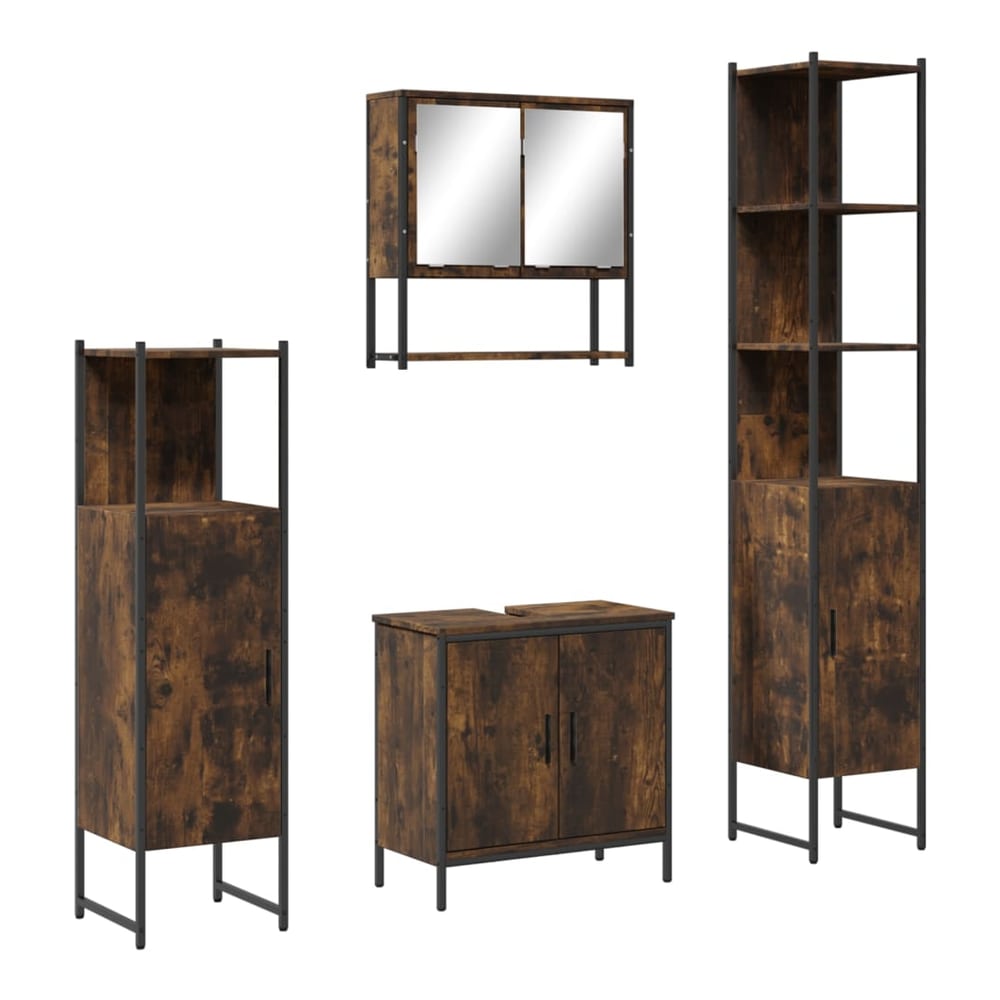 4 Piece Bathroom Furniture Set Engineered Wood Smoked oak