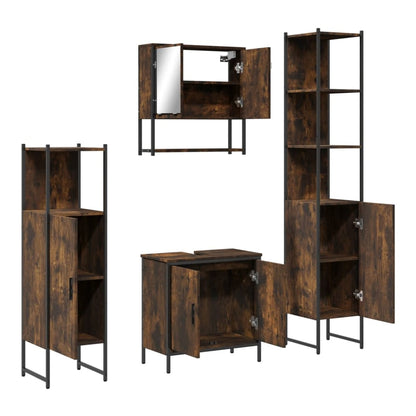 4 Piece Bathroom Furniture Set Engineered Wood Smoked oak