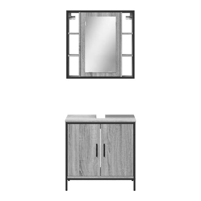 2 Piece Bathroom Furniture Set Engineered Wood Grey sonoma