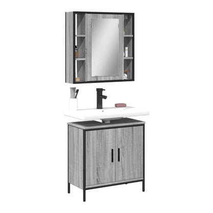 2 Piece Bathroom Furniture Set Engineered Wood Grey sonoma