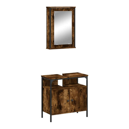 2 Piece Bathroom Furniture Set Engineered Wood Smoked oak