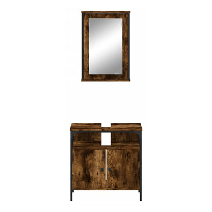 2 Piece Bathroom Furniture Set Engineered Wood Smoked oak