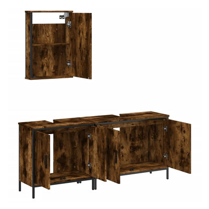 3 Piece Bathroom Furniture Set Engineered Wood Smoked oak