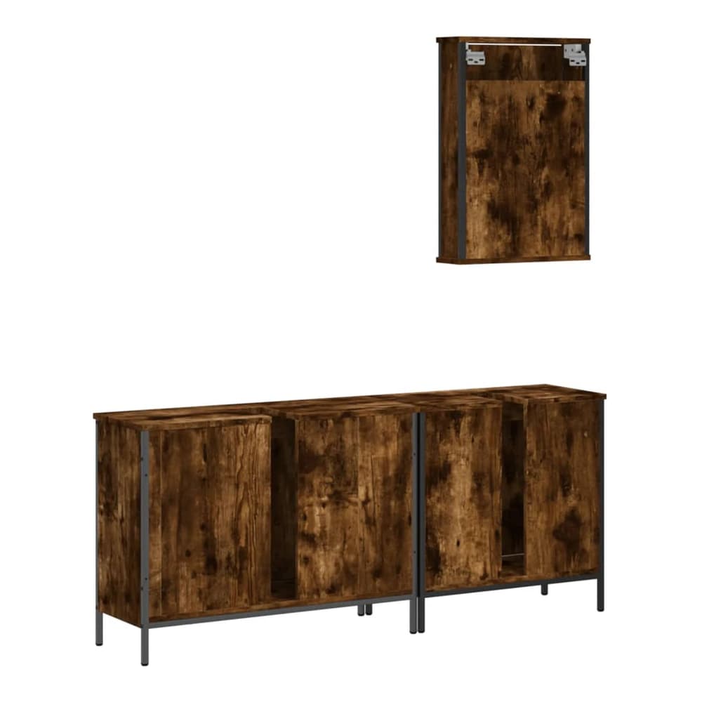 3 Piece Bathroom Furniture Set Engineered Wood Smoked oak