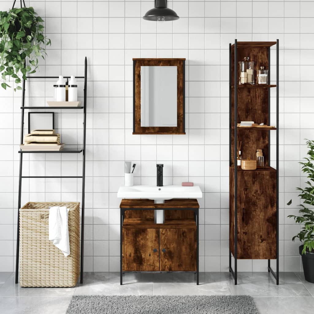 Bathroom Furniture Set 3 pcs Engineered Wood Smoked oak