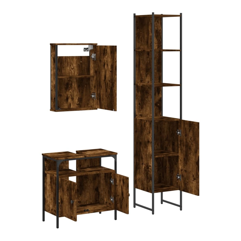Bathroom Furniture Set 3 pcs Engineered Wood Smoked oak