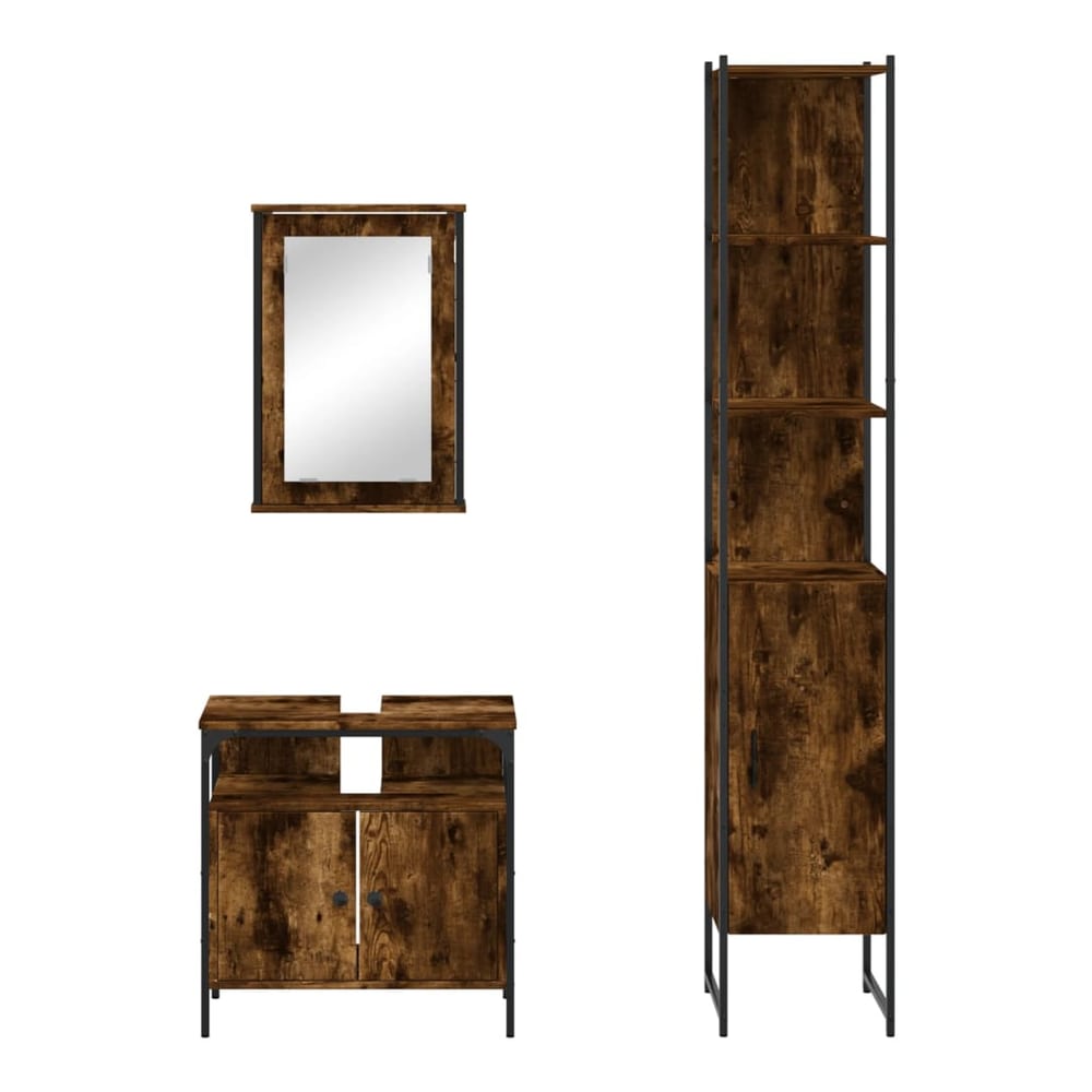 Bathroom Furniture Set 3 pcs Engineered Wood Smoked oak