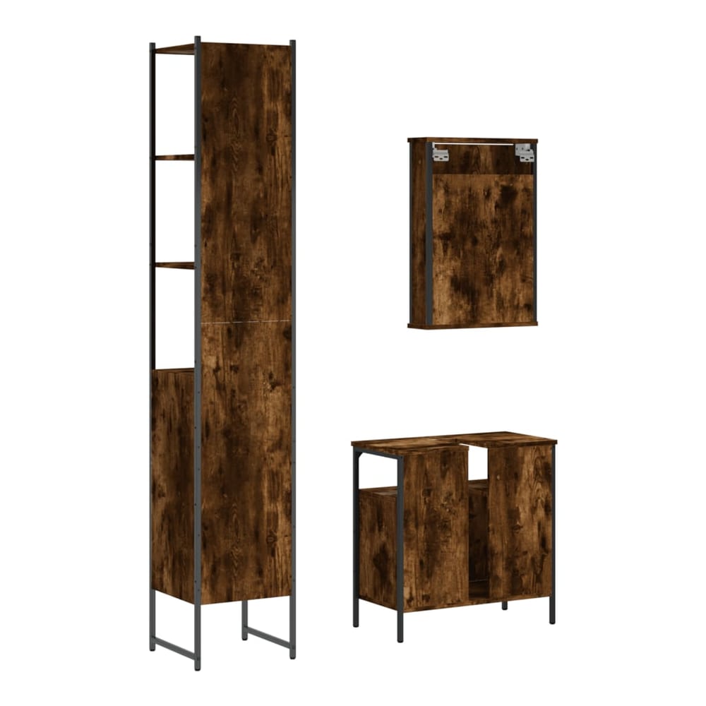 Bathroom Furniture Set 3 pcs Engineered Wood Smoked oak