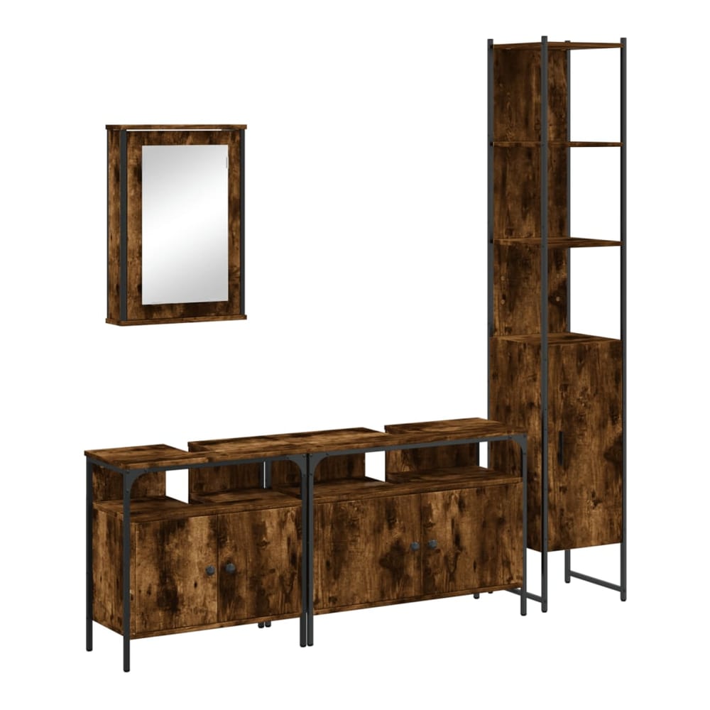 Bathroom Furniture Set 4 pcs Engineered Wood Smoked oak