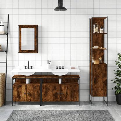 Bathroom Furniture Set 4 pcs Engineered Wood Smoked oak
