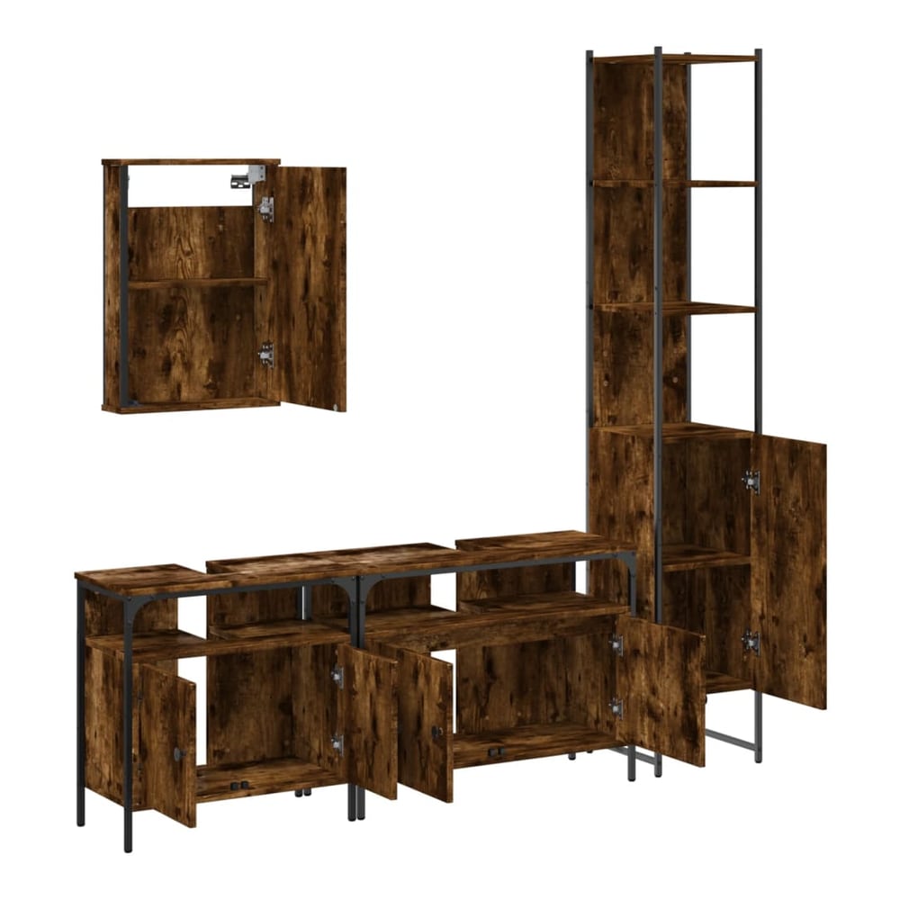 Bathroom Furniture Set 4 pcs Engineered Wood Smoked oak
