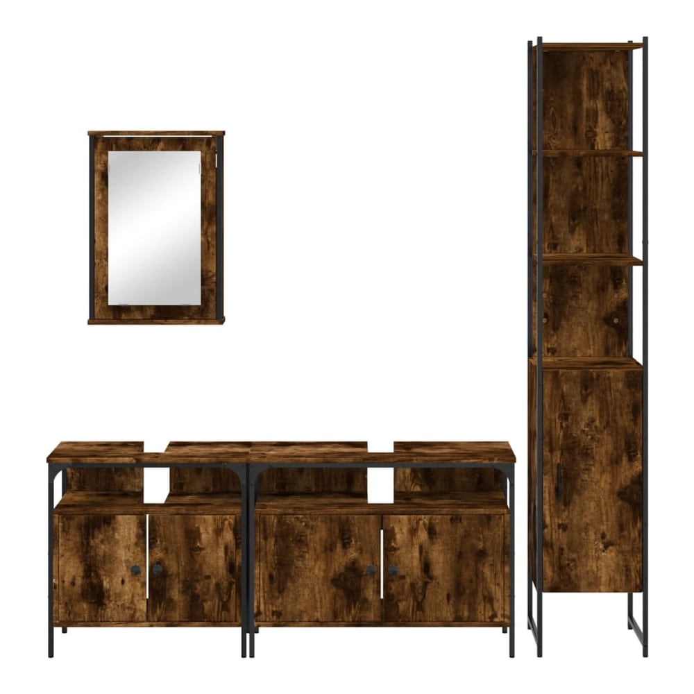 Bathroom Furniture Set 4 pcs Engineered Wood Smoked oak