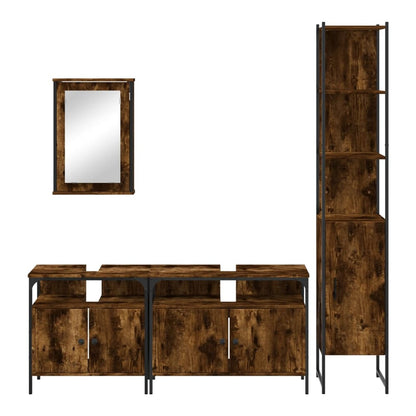 Bathroom Furniture Set 4 pcs Engineered Wood Smoked oak