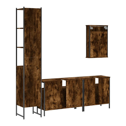 Bathroom Furniture Set 4 pcs Engineered Wood Smoked oak