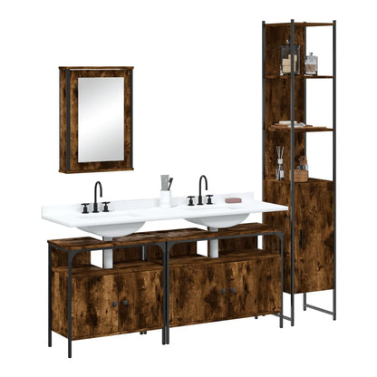 Bathroom Furniture Set 4 pcs Engineered Wood Smoked oak